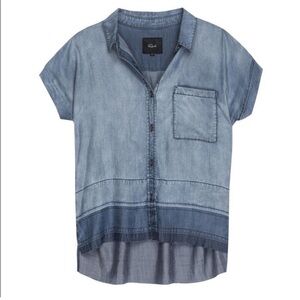 RAILS Courtney Dark Wash Tencel Fabric Released Hem Top Size Medium